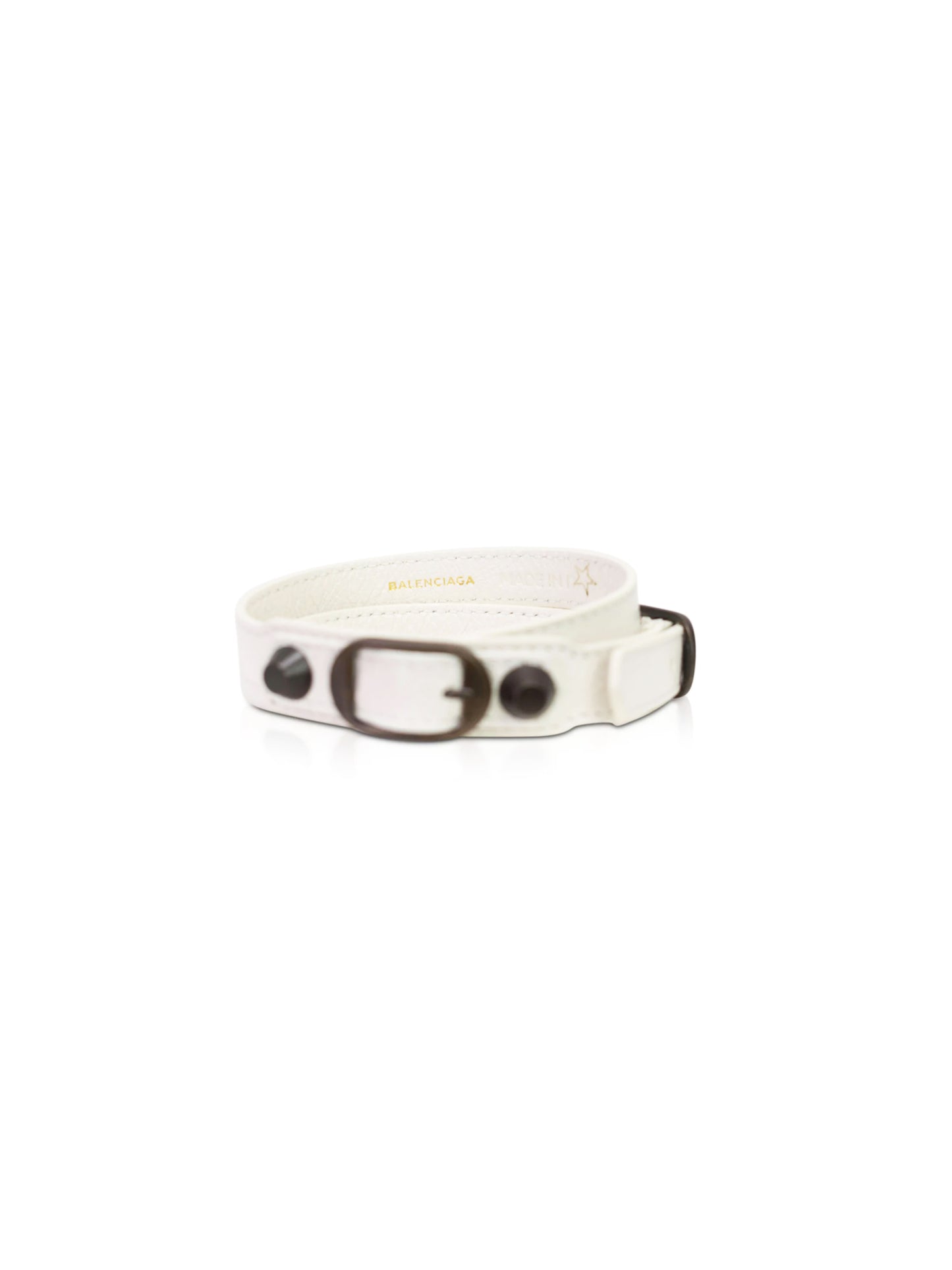 Balenciaga 2010s White Leather Arena Double Wrap Bracelet