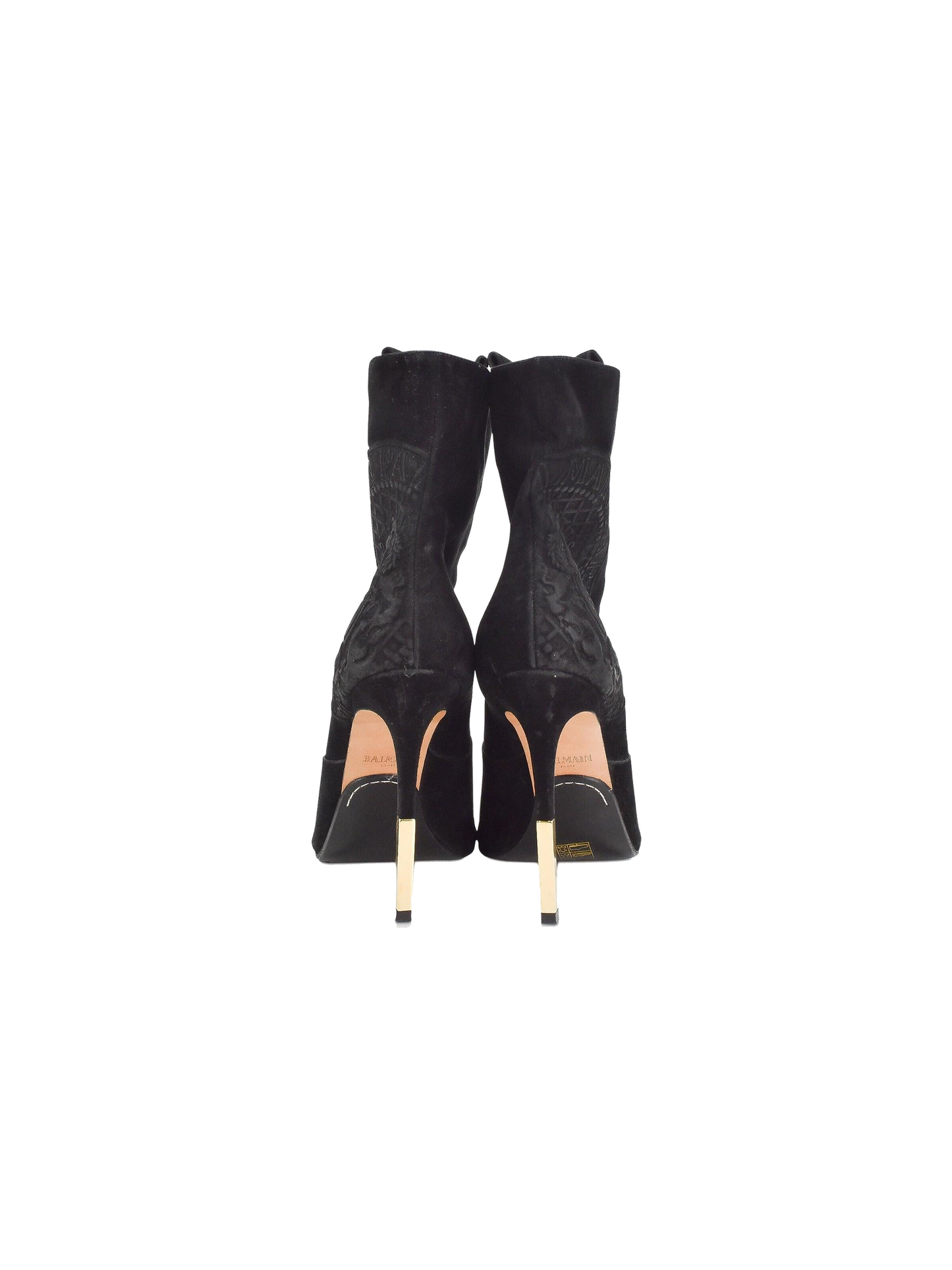 Balmain 2019 Black Suede Peep Toe Boots