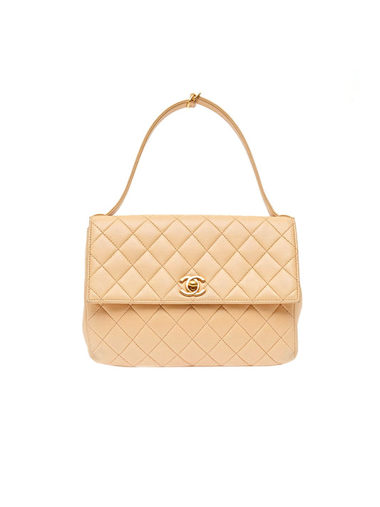 Chanel 2000s Beige Small Leather Matresse 5s Handbag