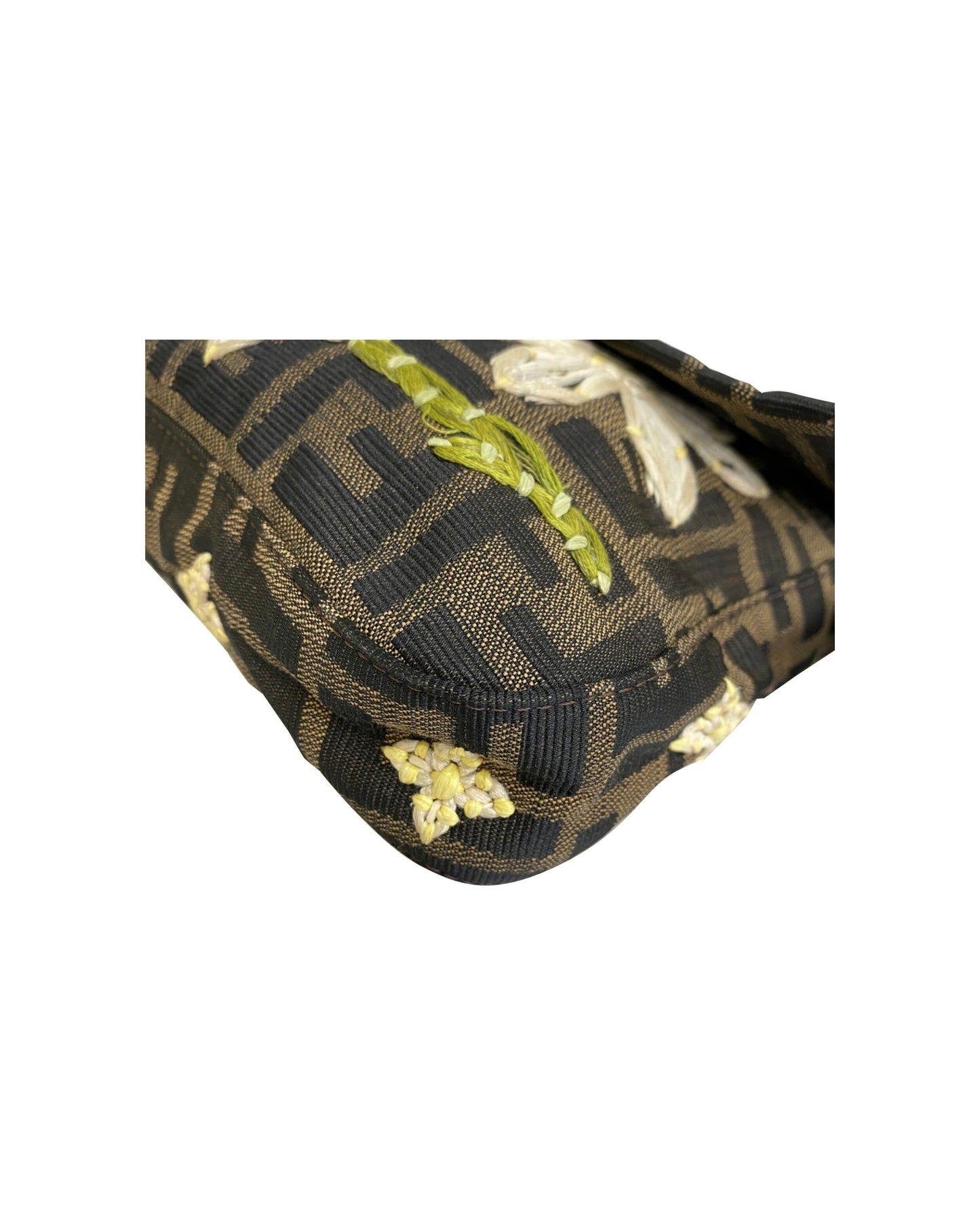 Fendi 2000s Monogram Rare Floral Embroidered Baguette