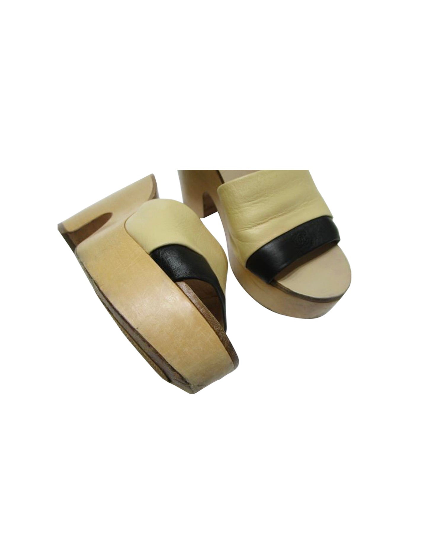 Chanel 2000s Bicolor Block Platform Sandals