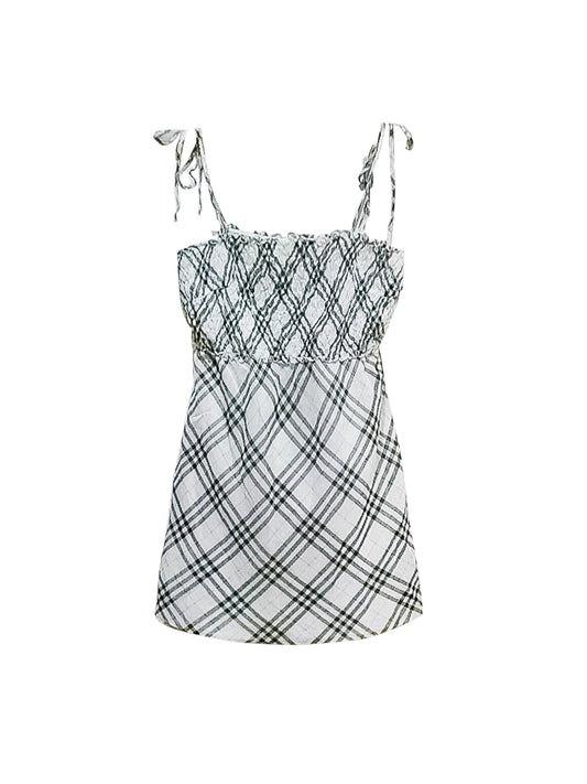 Burberry 2000s Check White Camisole Dress