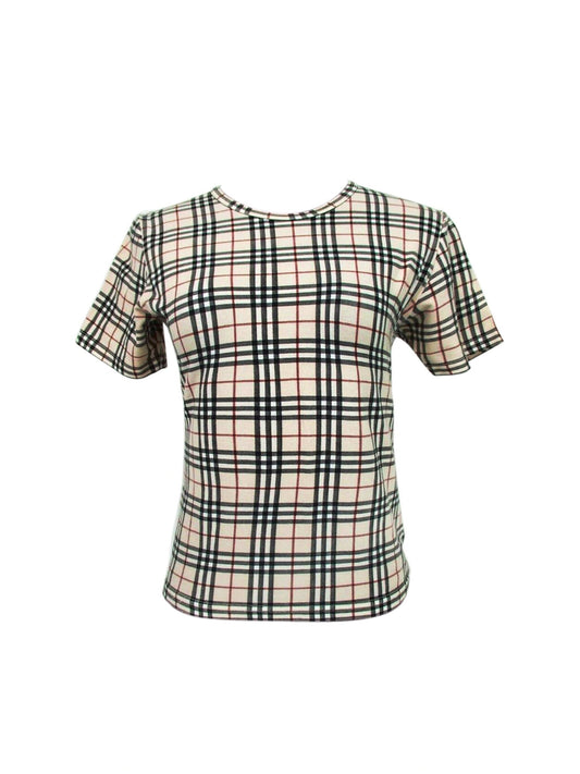 Burberry 2000s Beige Plaid T-Shirt