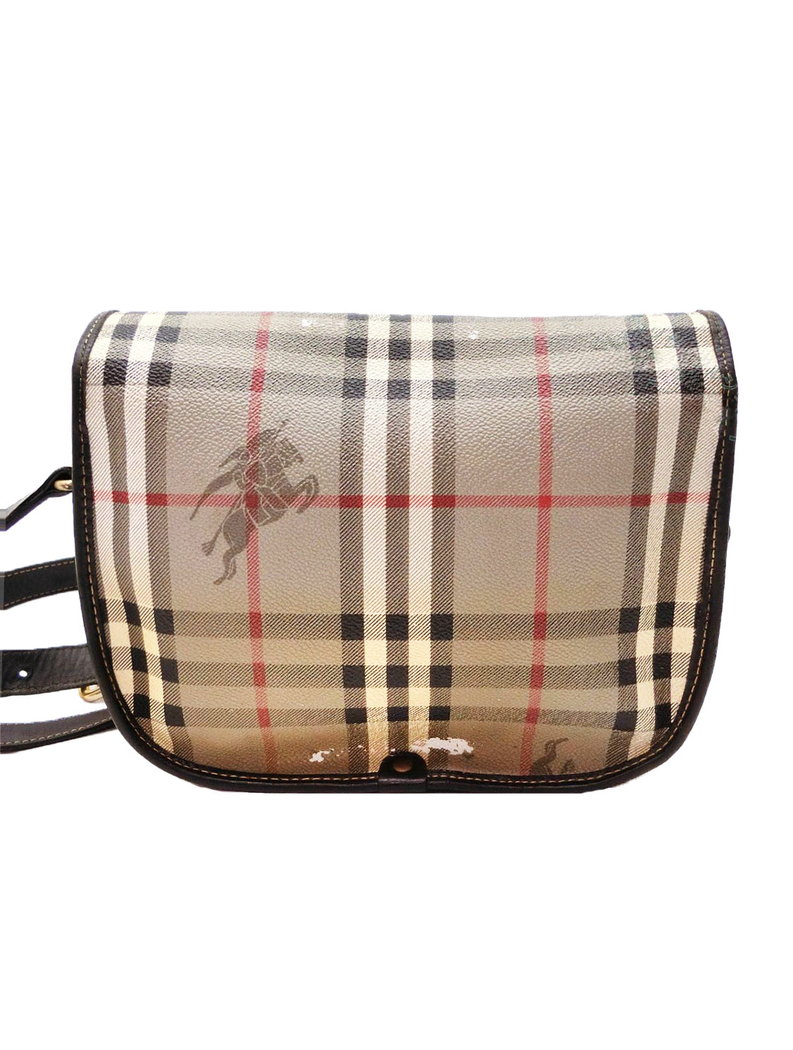 Burberry 2000s Plaid Black and Gray Shoulder Leather Bag