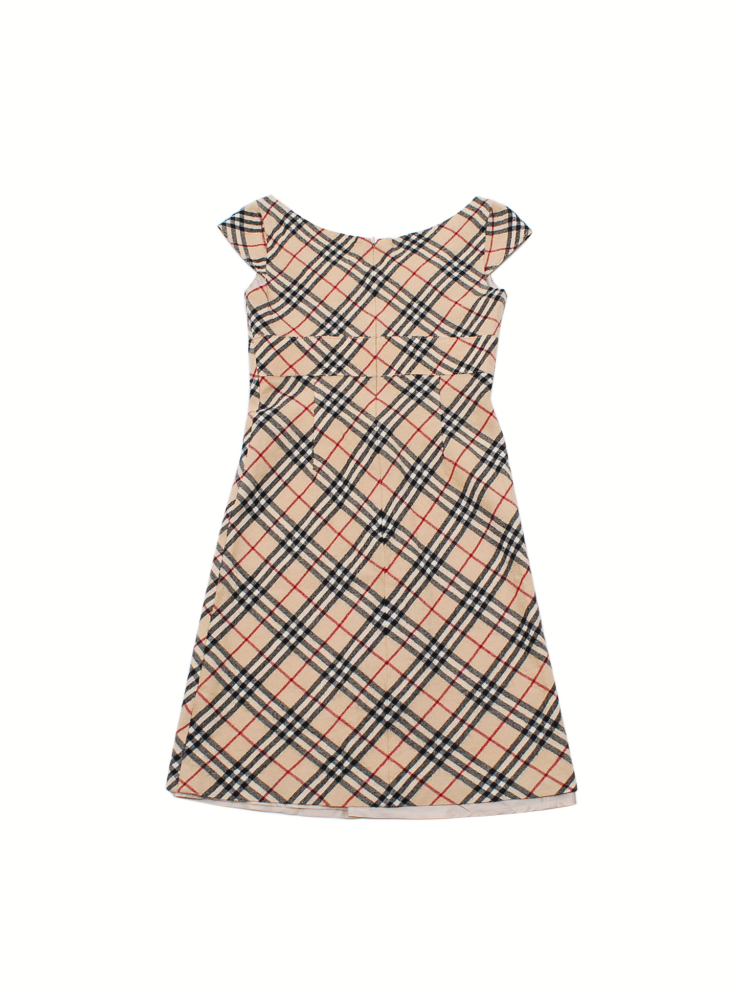 Burberry 2000s Beige Tartan Wool Dress