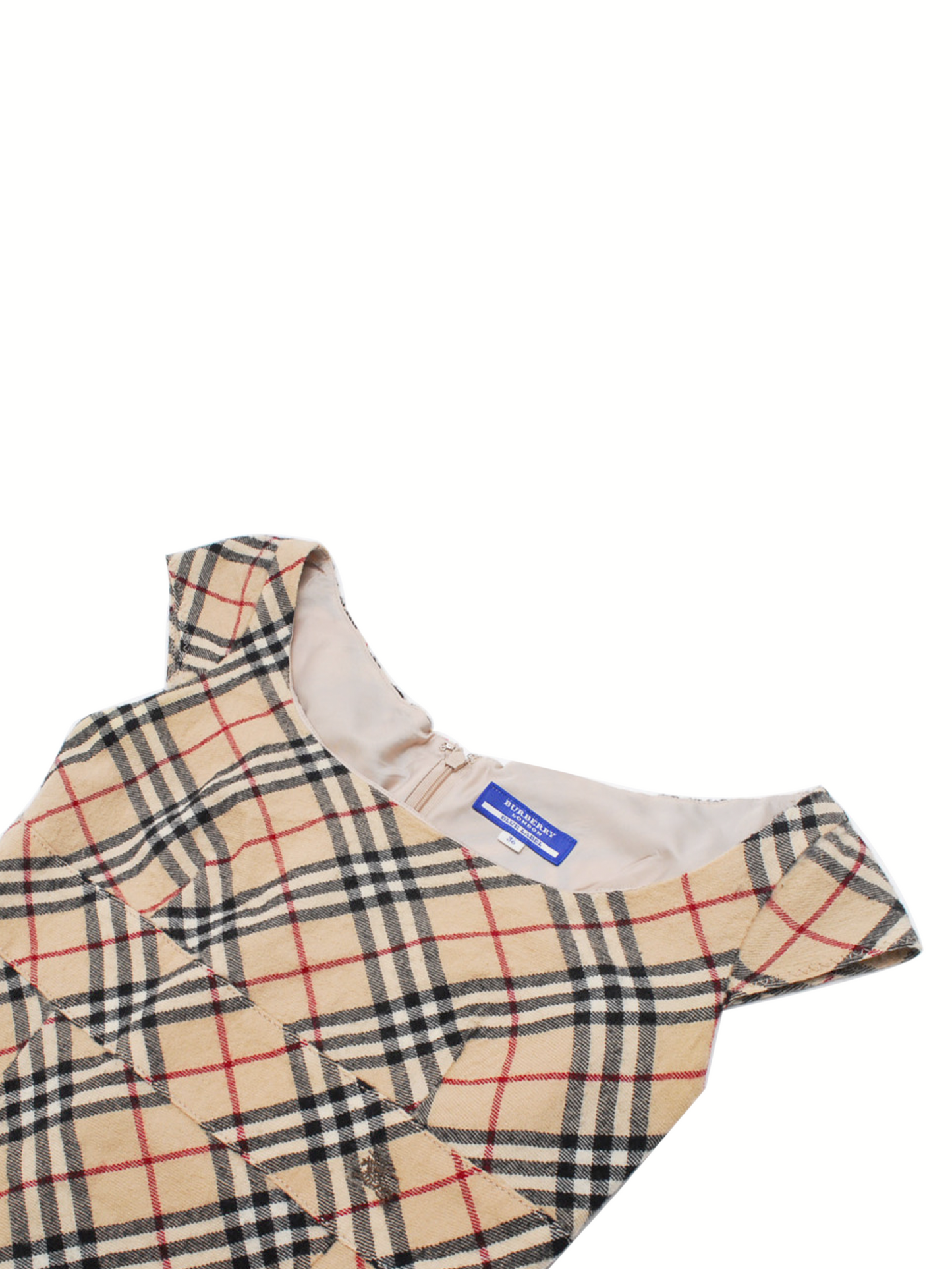 Burberry 2000s Beige Tartan Wool Dress