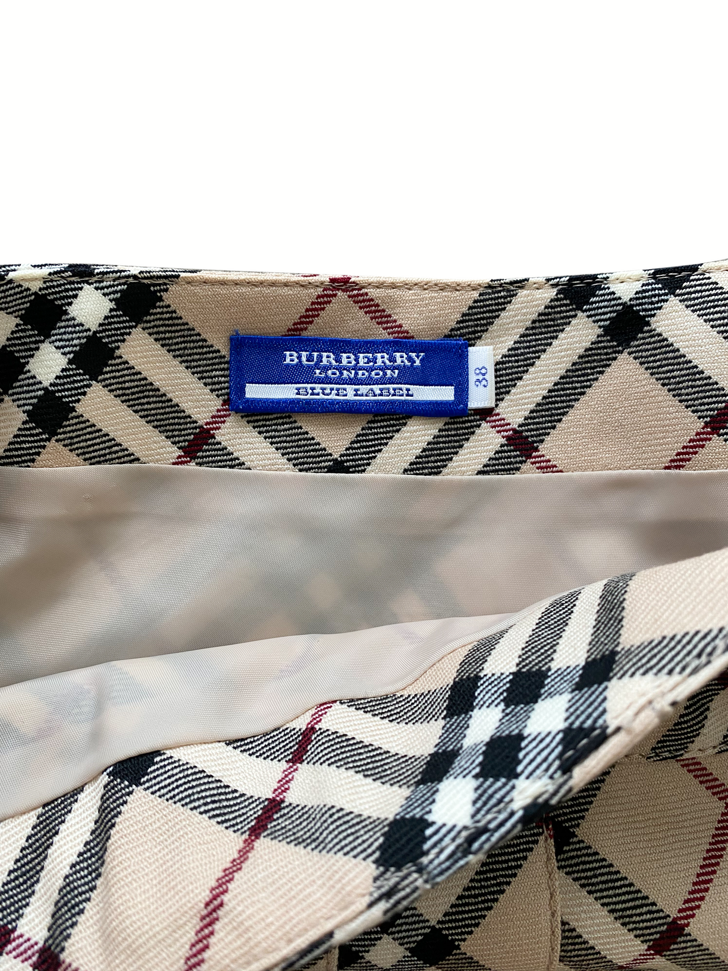 Burberry 2000s Beige Skirt with Maroon Buckle