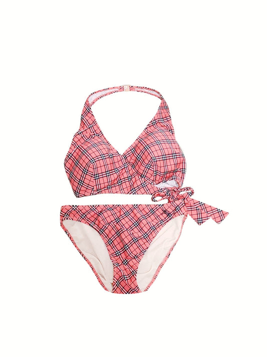 Burberry 2000s Pink Checkered Plaid Bikini