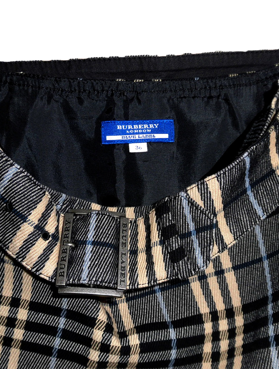 Burberry 2000s Blue Label Gray Check Skirt