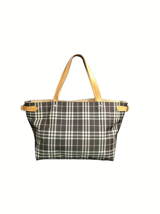 Burberry 2000s Brown Plaid Tote Handbag