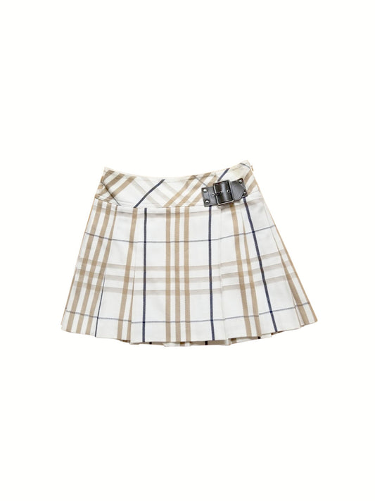 Burberry 2000s Light Blue Plaid Skirt