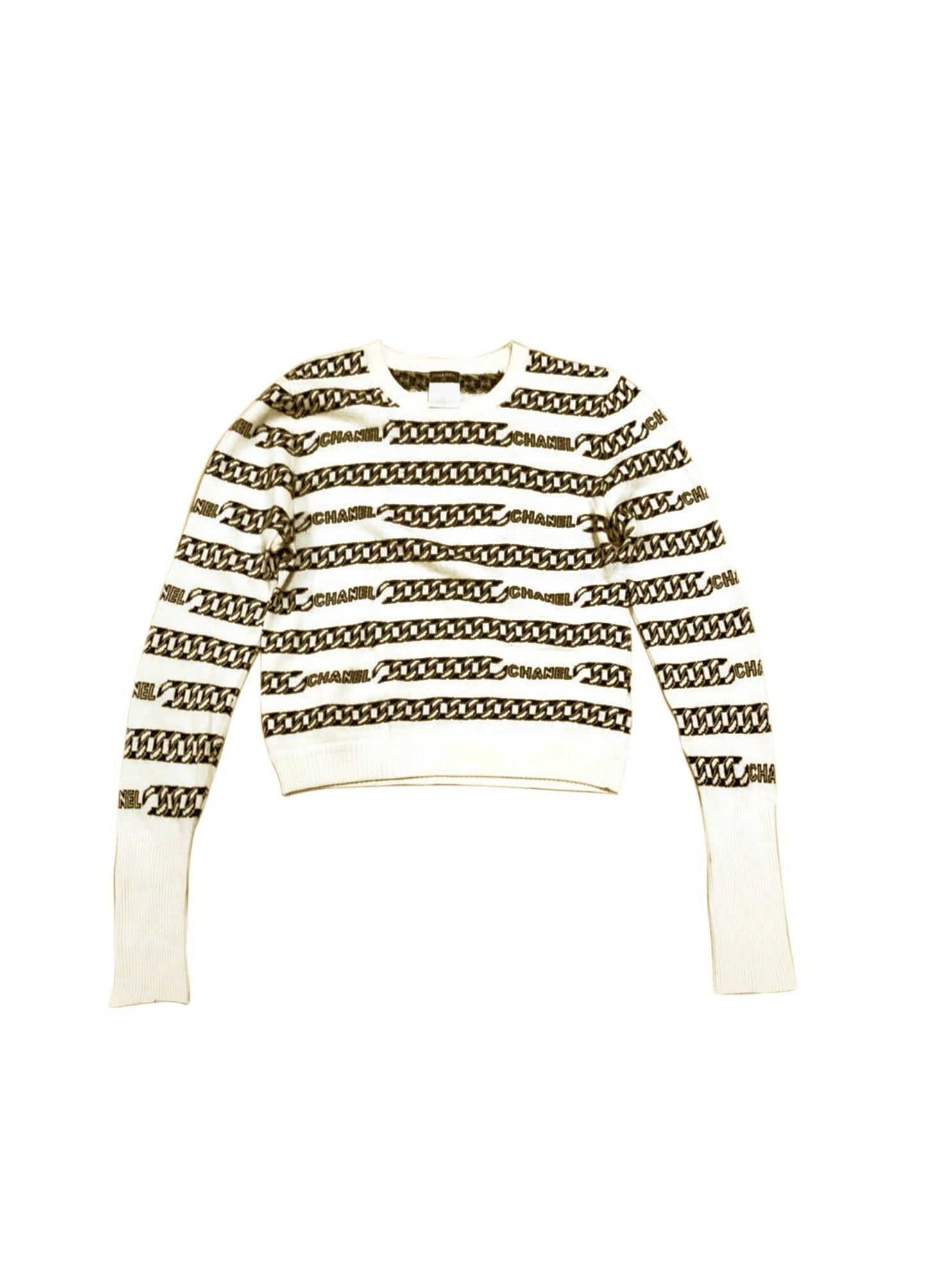 Chanel 2000s Black and Cream Chain CC Shirt