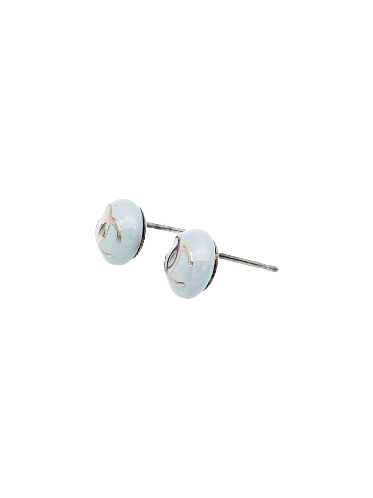 Chanel 2000s Mini Round Coco Blue Earring