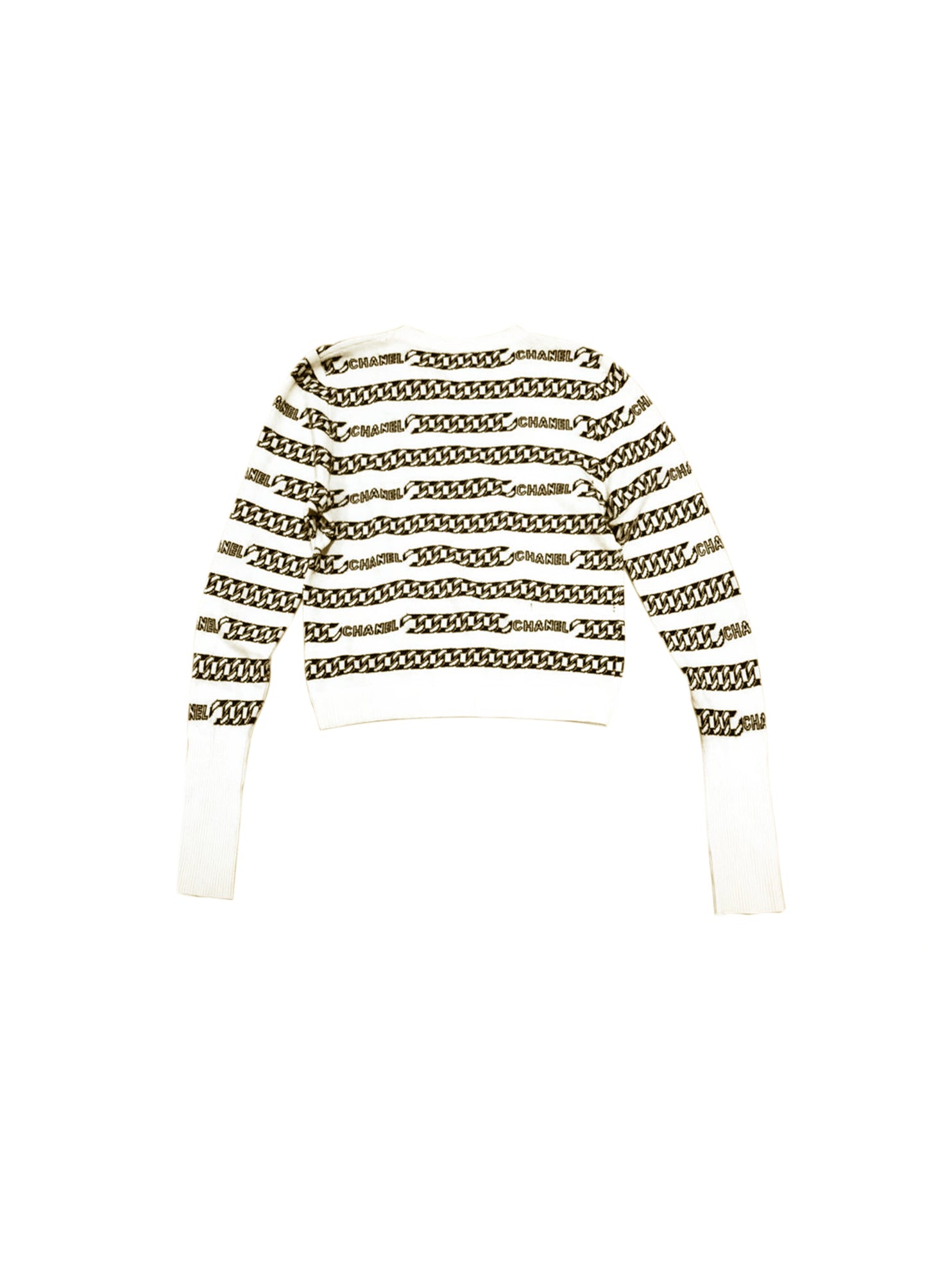 Chanel 2000s Black and Cream Chain CC Shirt