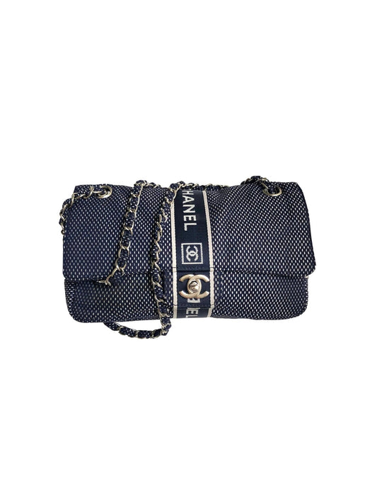 Chanel 2000s Navy Mesh Sports Flap Bag