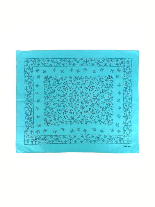 Chanel 2000s Blue Bandana Rare CC Scarf