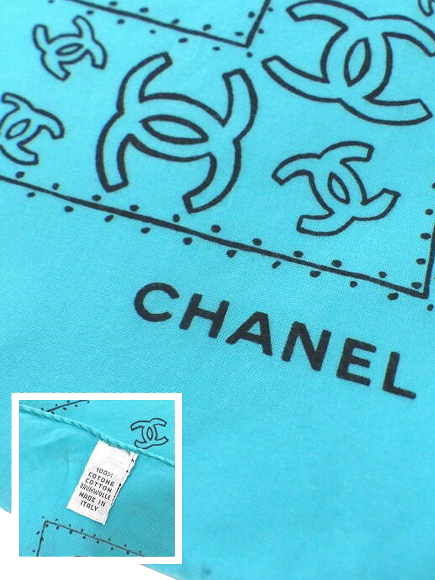 Chanel 2000s Blue Bandana Rare CC Scarf