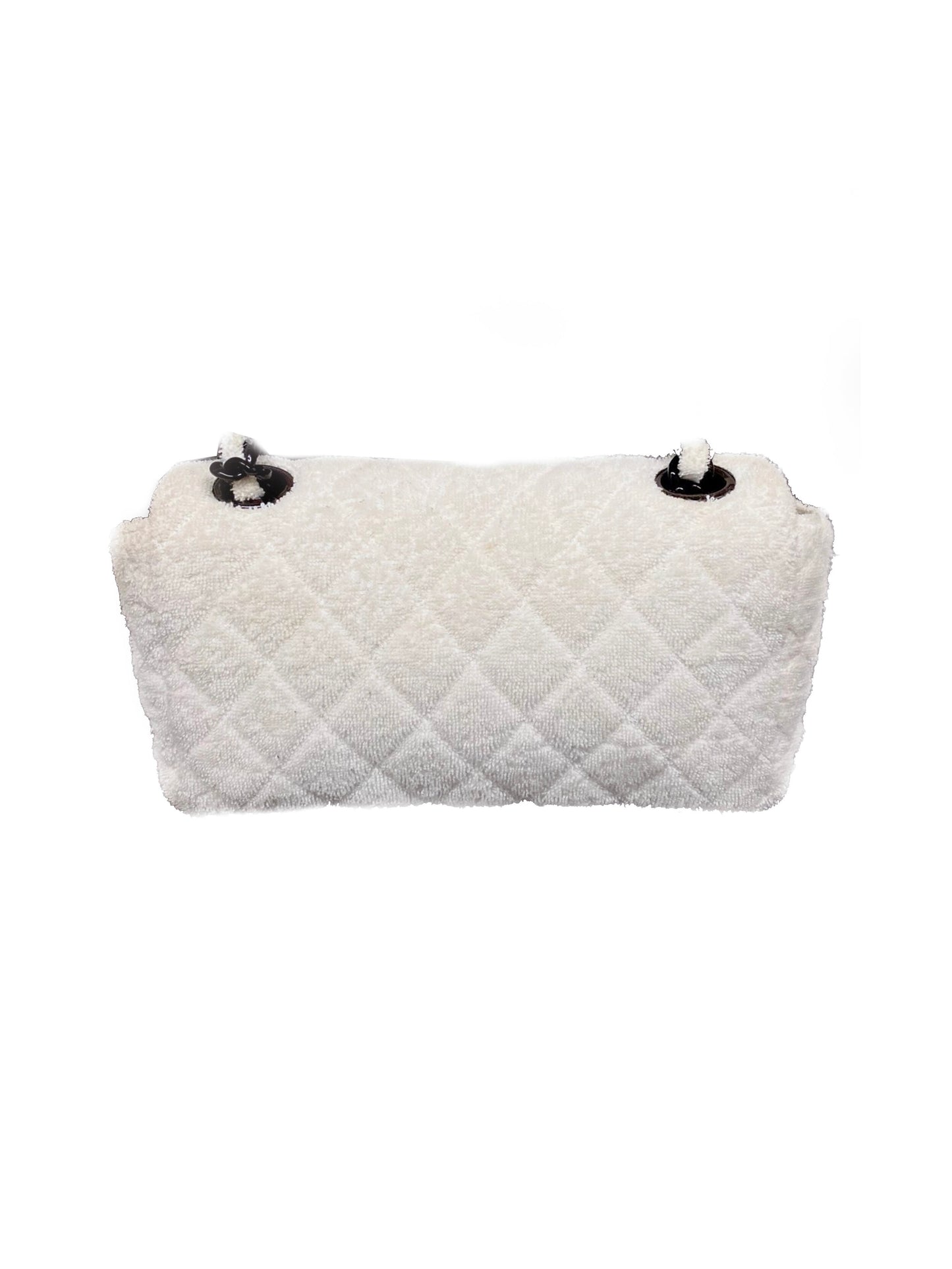 Chanel 2000s Rare White Terrycloth Flap Bag