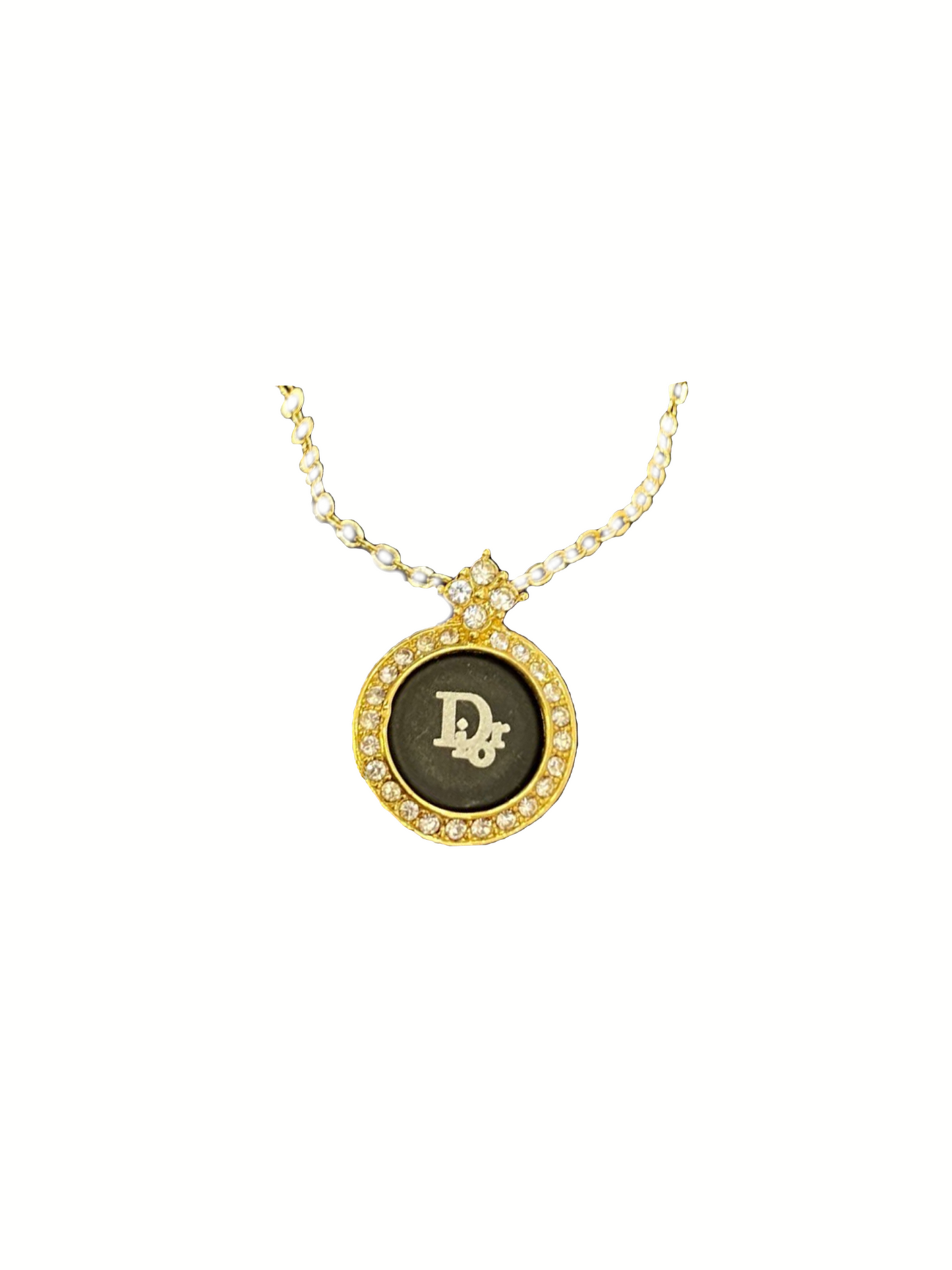 Christian Dior 2000s Black Circle Pendant Necklace