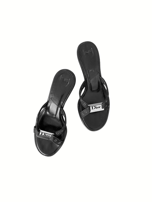 Christian Dior 2000s Cross Black Leather Heels