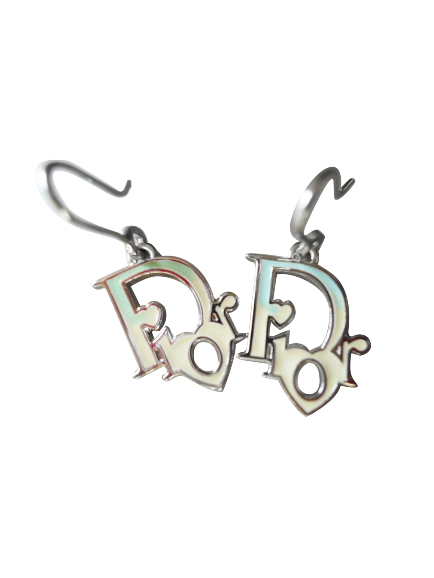 Christian Dior 2000s Multi-Coloured Oblique Drop Earrings