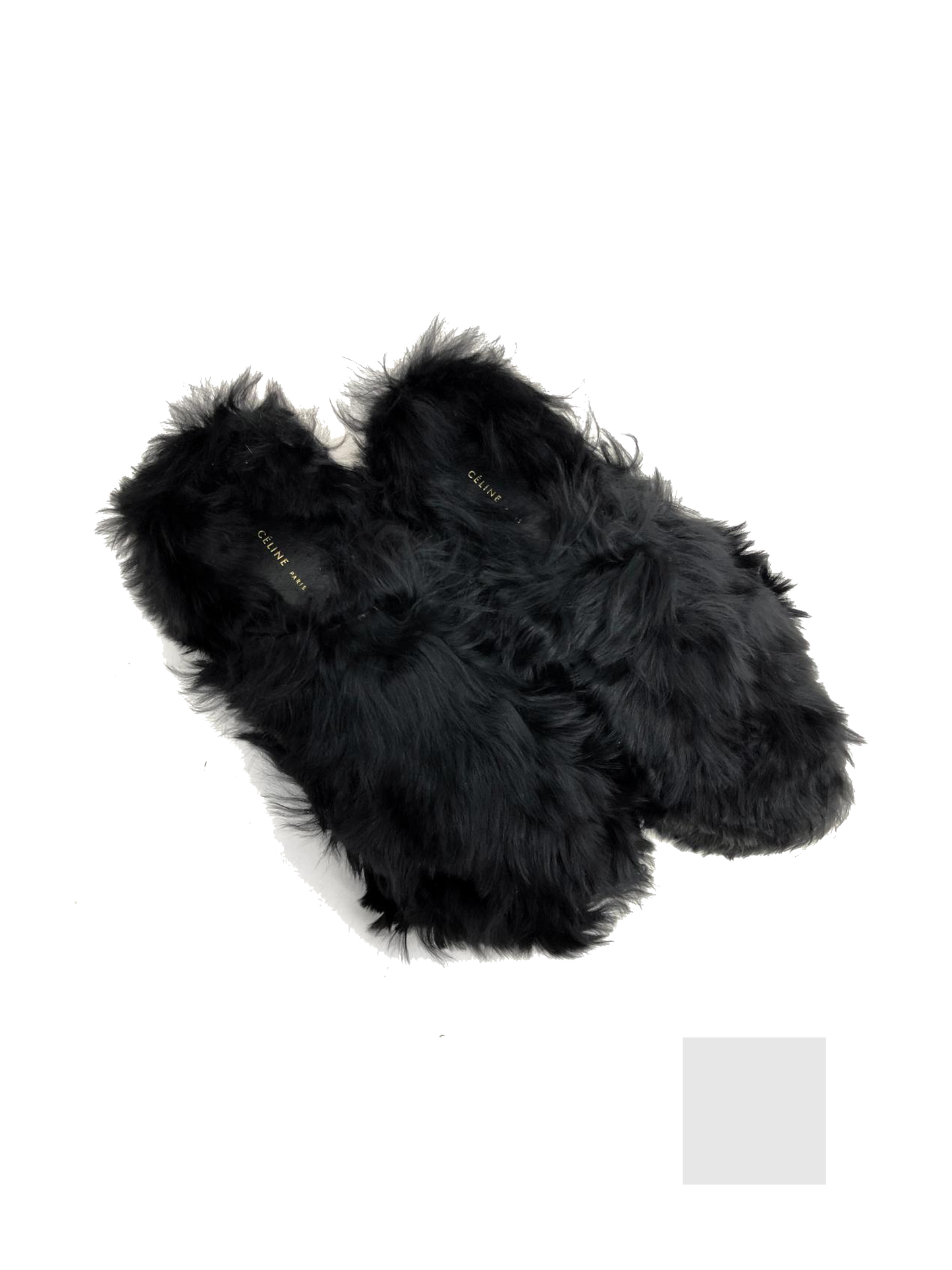 Celine 2010 Phoebe Philo Black Alpaca Long Fur Mule