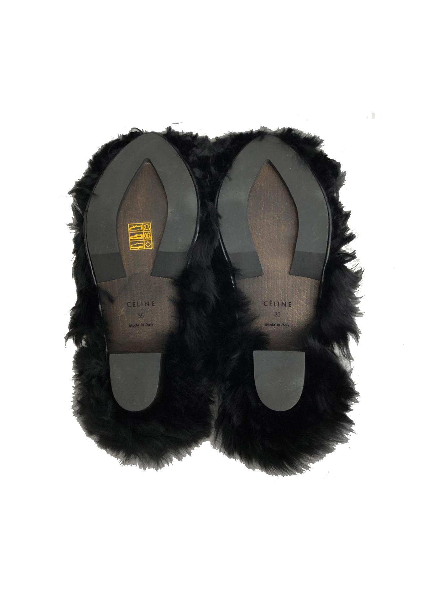 Celine 2010 Phoebe Philo Black Alpaca Long Fur Mule