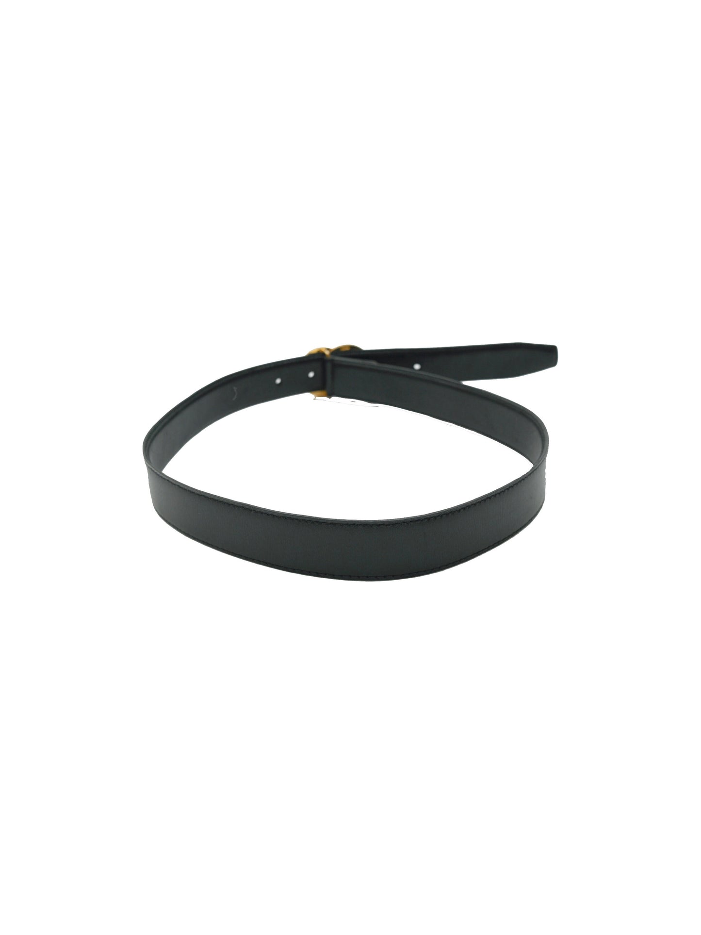 Chanel 2000s Black Leather Gold CC Belt