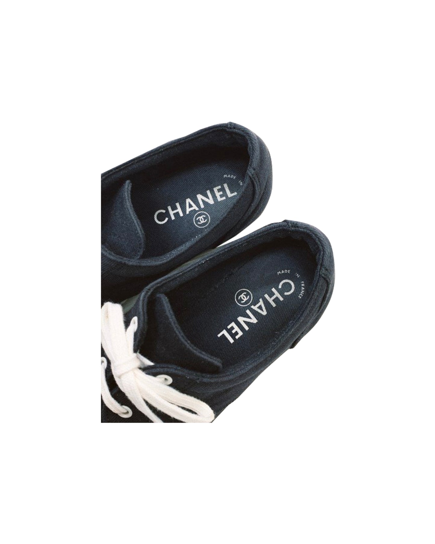 Chanel 2000s Cotton CC Black and White Sneakers