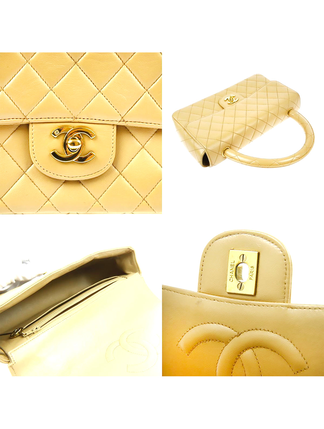 Chanel 1990s Rare Beige Leather Flap Set