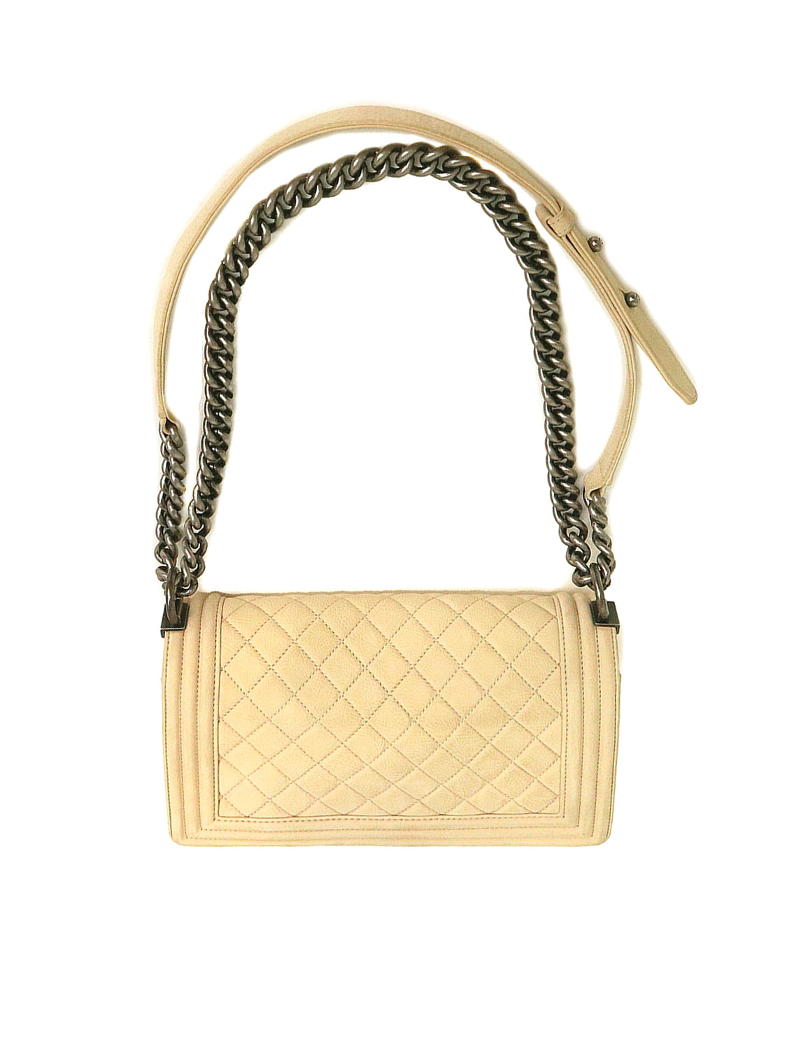 Chanel Beige 2010s Le Boy Gunmetal Hardware Bag