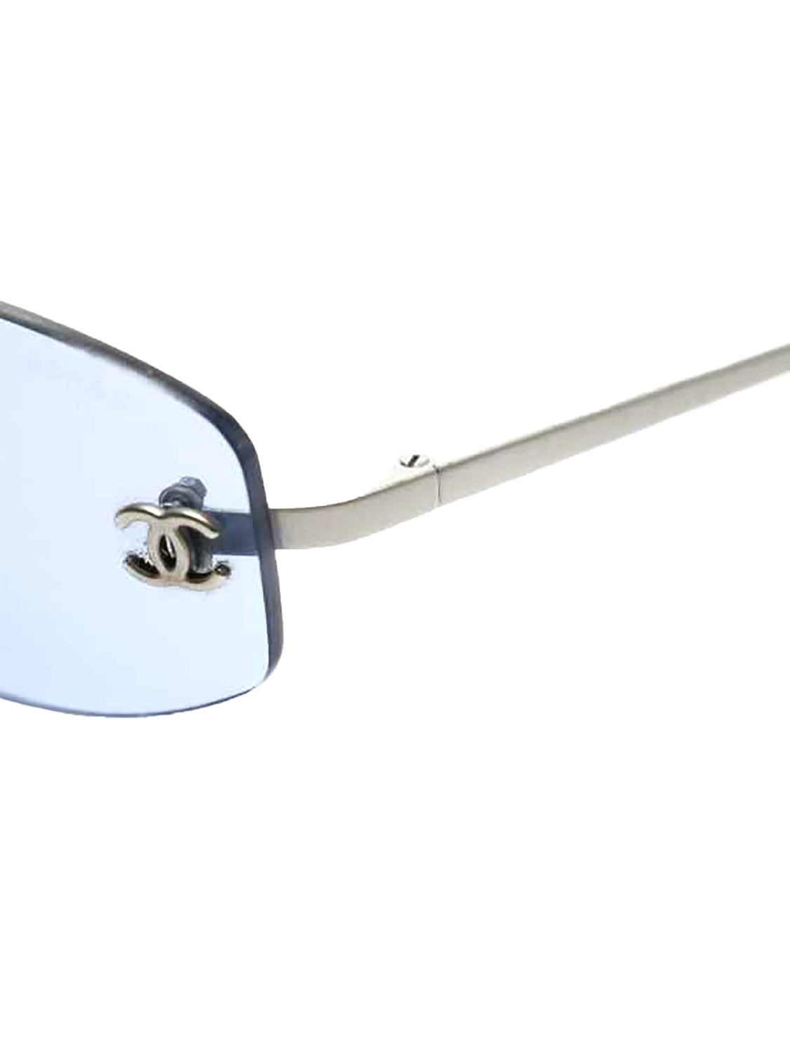 Chanel 2000s Blue Tinted Frameless CC Sunglasses