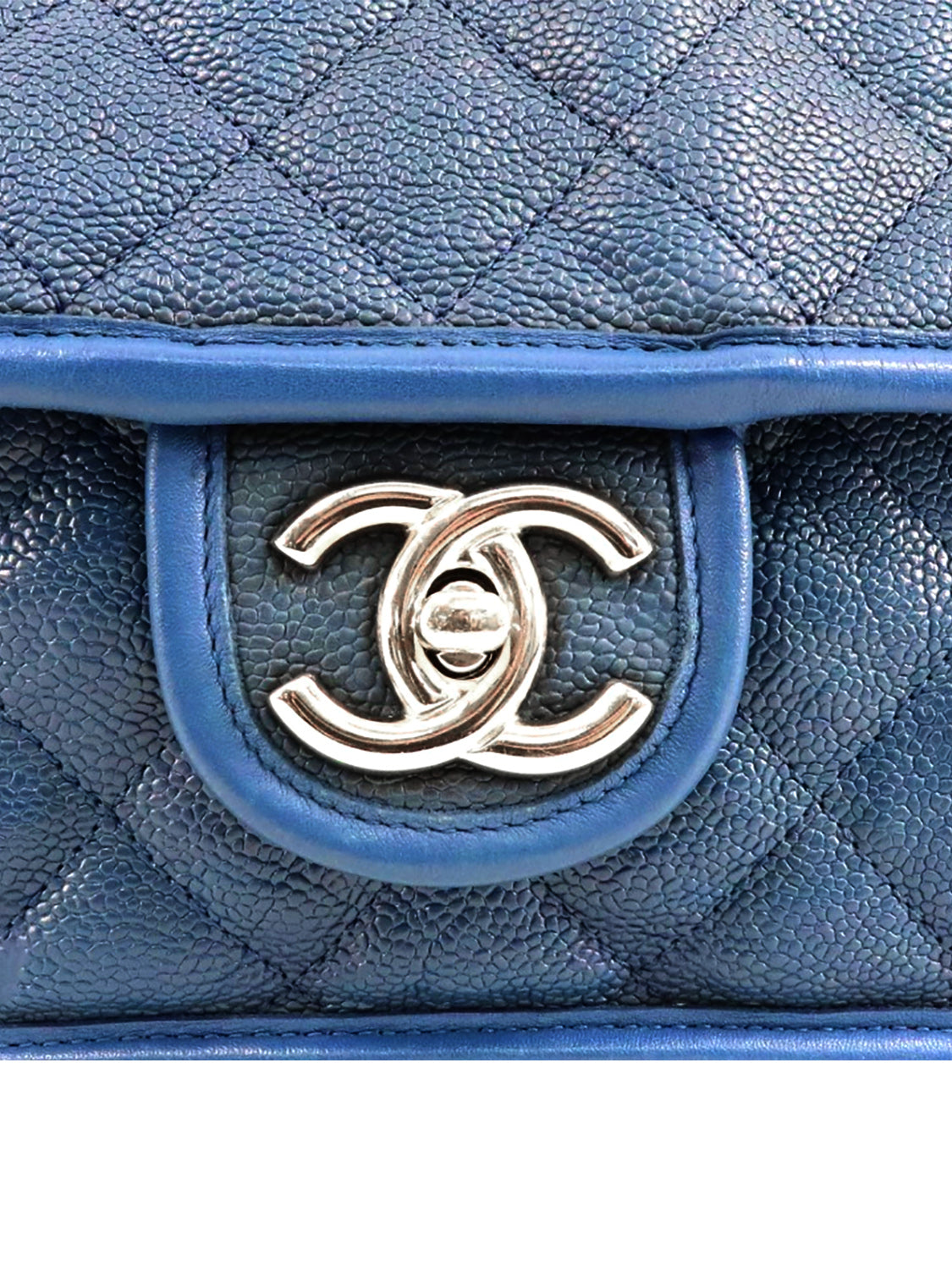 Chanel 2010s Blue Leather Trimmed Rare Handbag