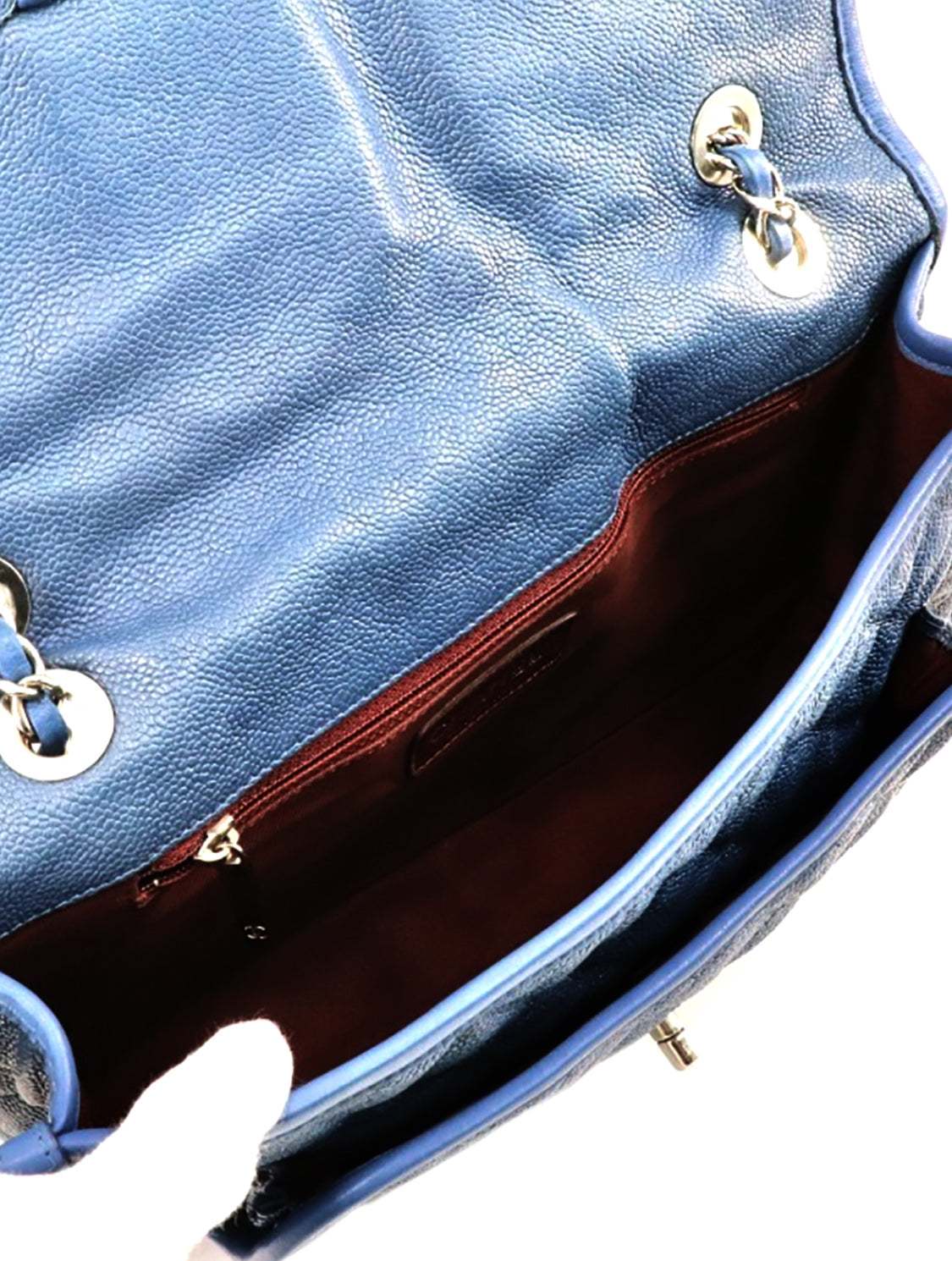 Chanel 2010s Blue Leather Trimmed Rare Handbag
