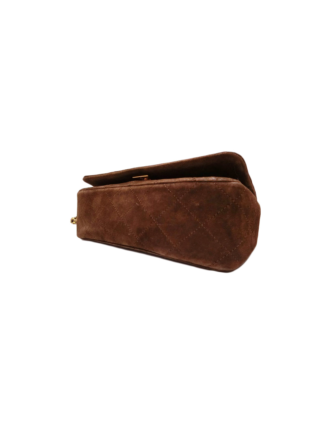 Chanel 2000s Brown Suede Gold Hardware Flap