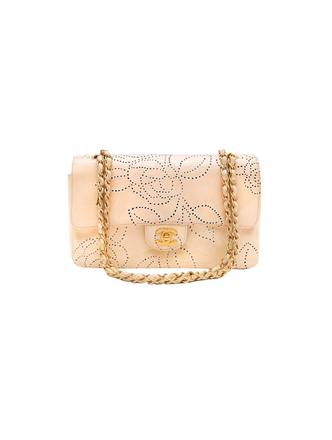 Chanel 2000s Light Pink Camellia Dotted Flap