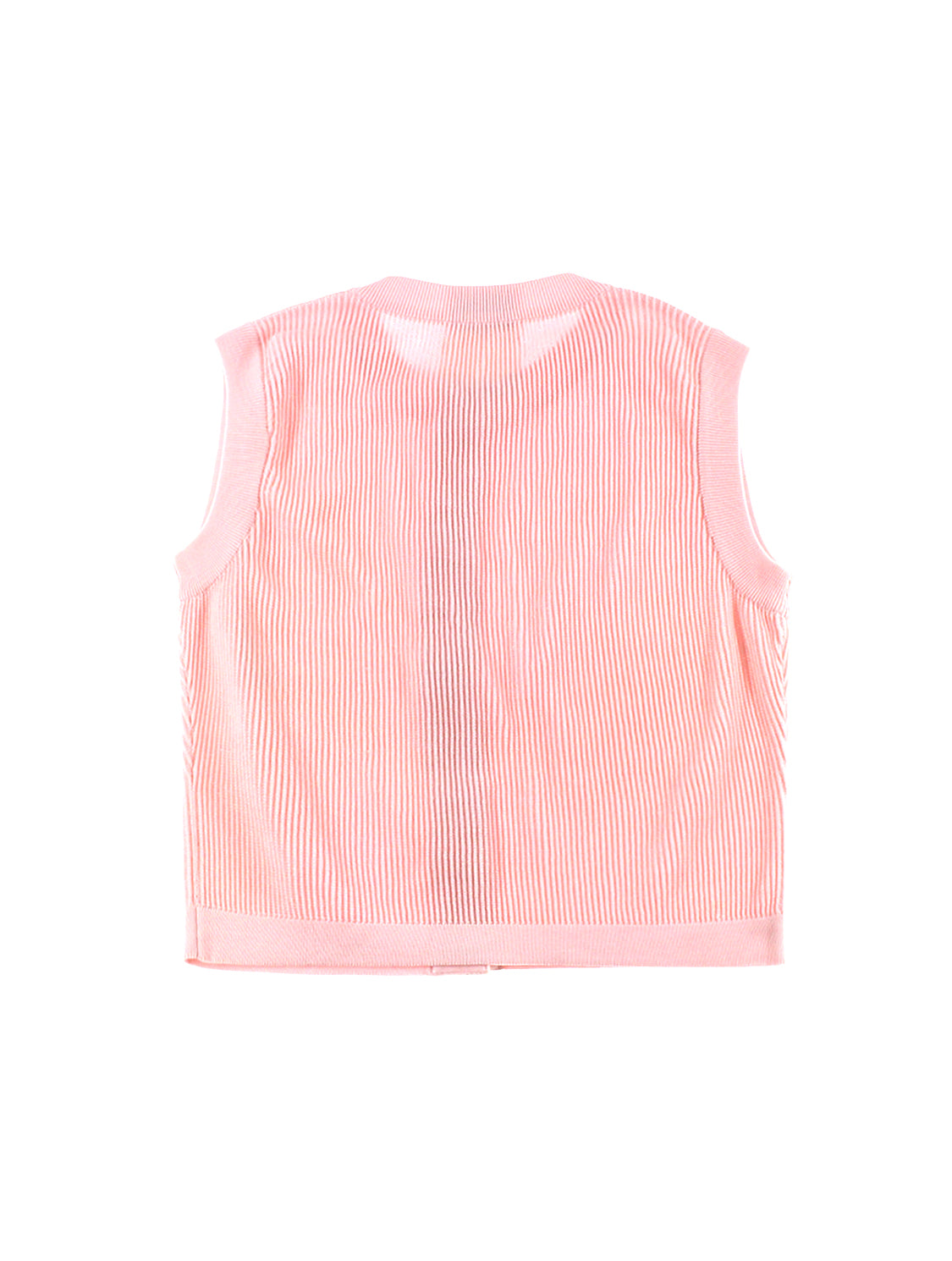 Chanel 2000s Pink Ribbed Knit Cardigan Vest