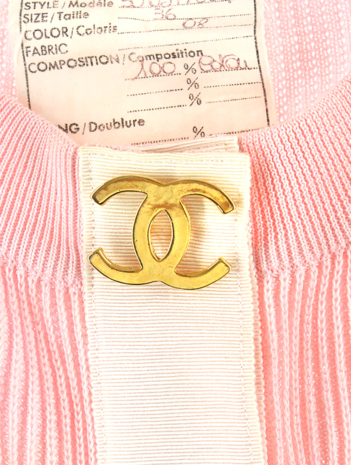 Chanel 2000s Pink Ribbed Knit Cardigan Vest