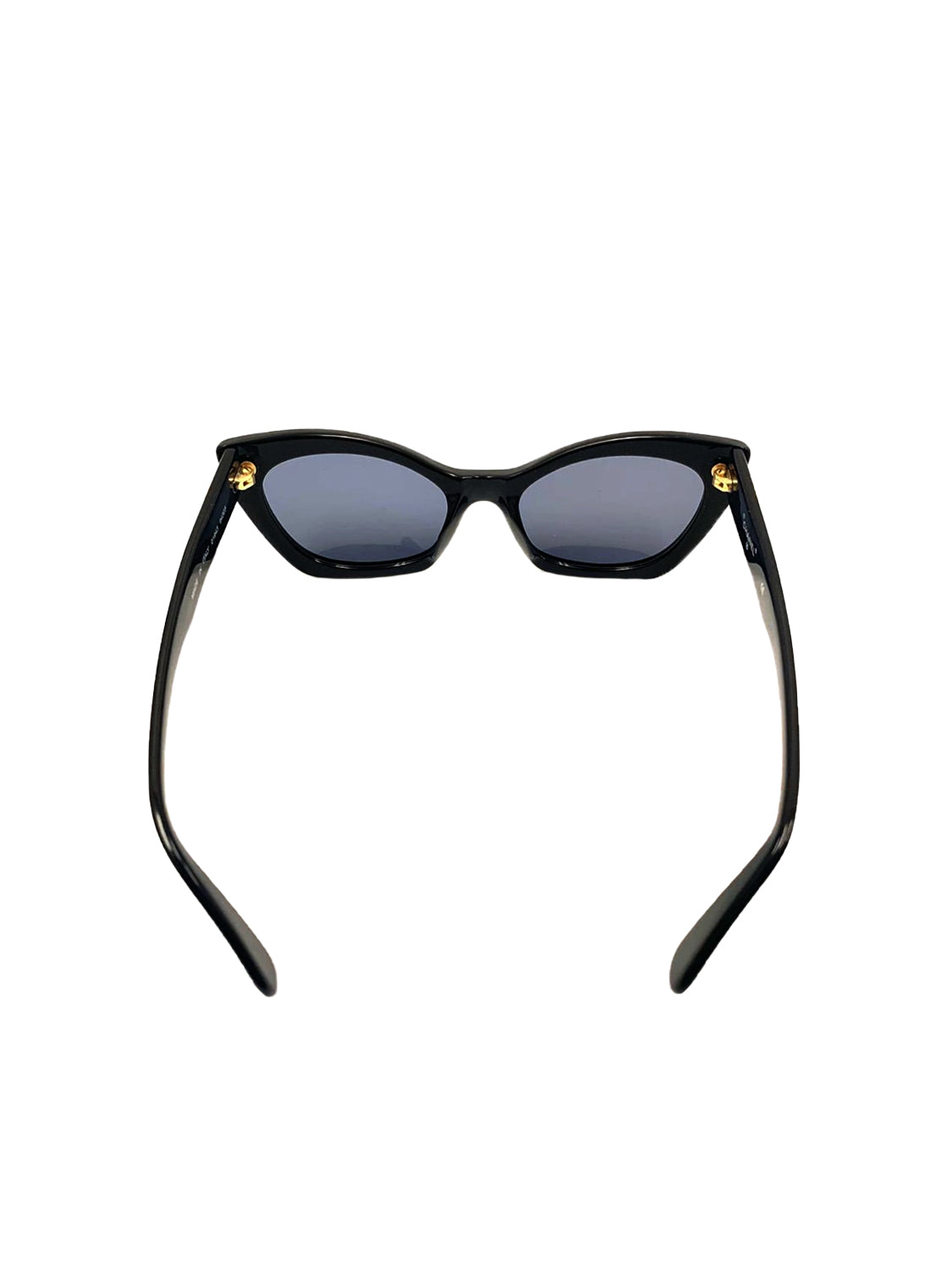 Chanel 2000s Black Cat Eye Gold CC Sunglasses