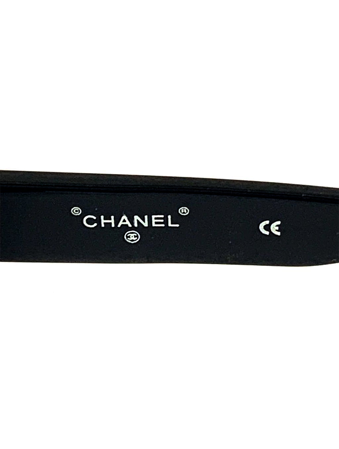 Chanel 2000s Black Cat Eye Gold CC Sunglasses
