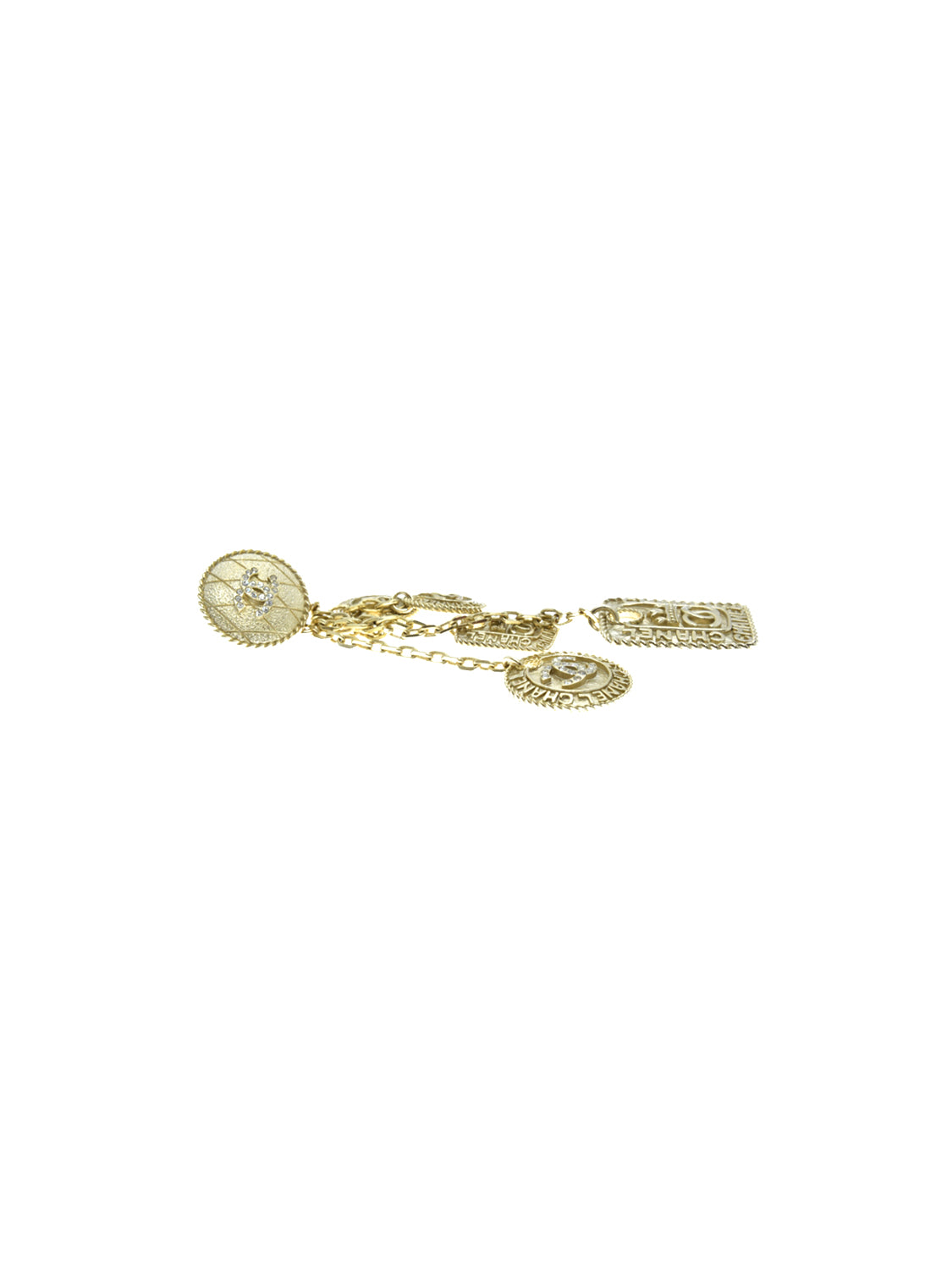 Chanel 2000s Gold Multi-Chain Charm Earrings