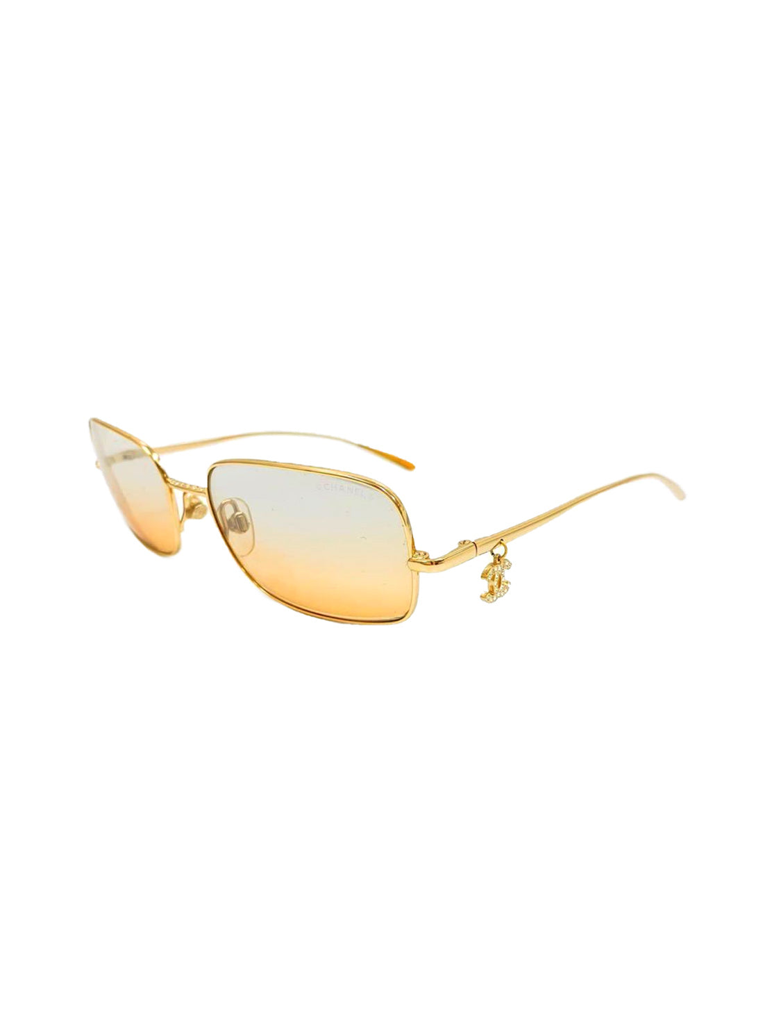 Chanel 2000s Orange Gradient Gold Rare Dangle CC Sunglasses