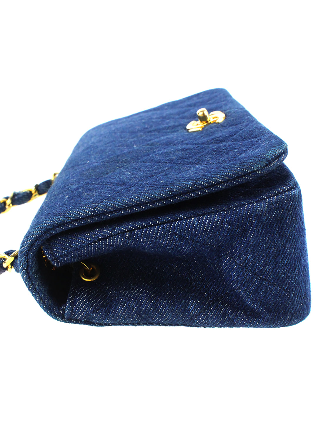 Chanel 2000s Rare Denim Gold Chain Flap
