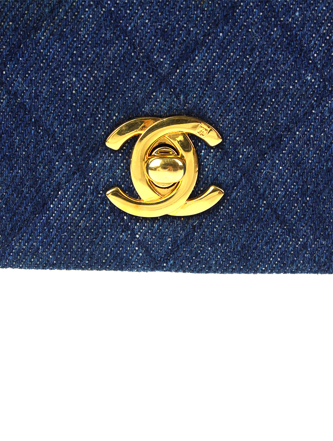Chanel 2000s Rare Denim Gold Chain Flap