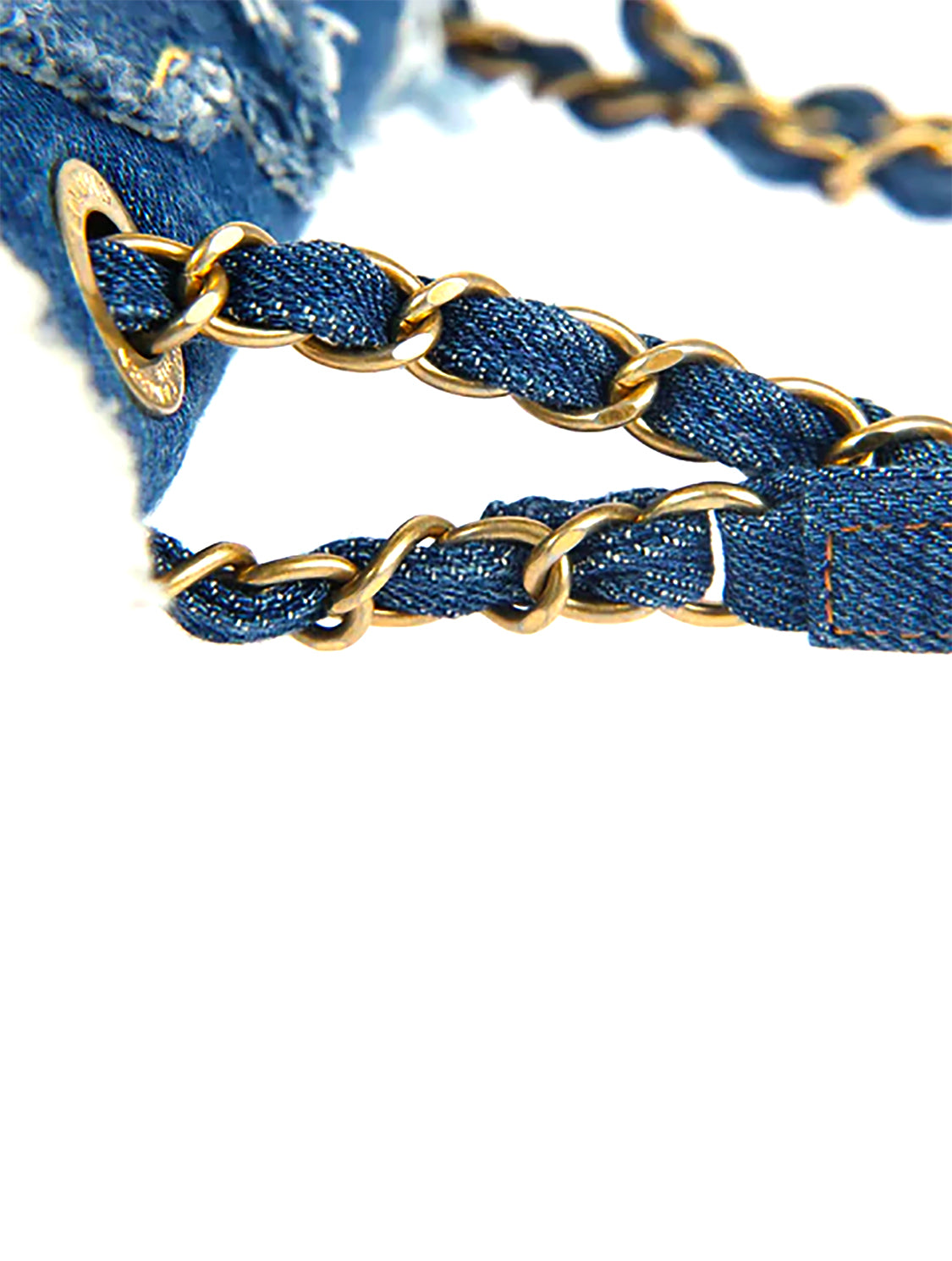 Chanel 2000s Rare Denim Shearling Trim Flap