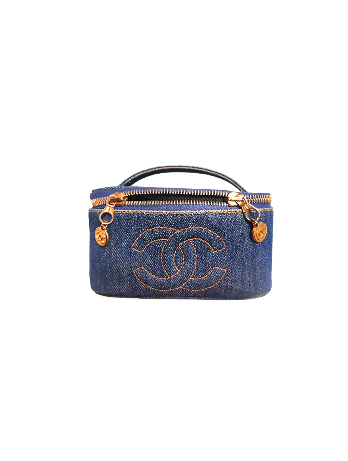 Chanel 2000s Rare CC Stitched Denim Vanity