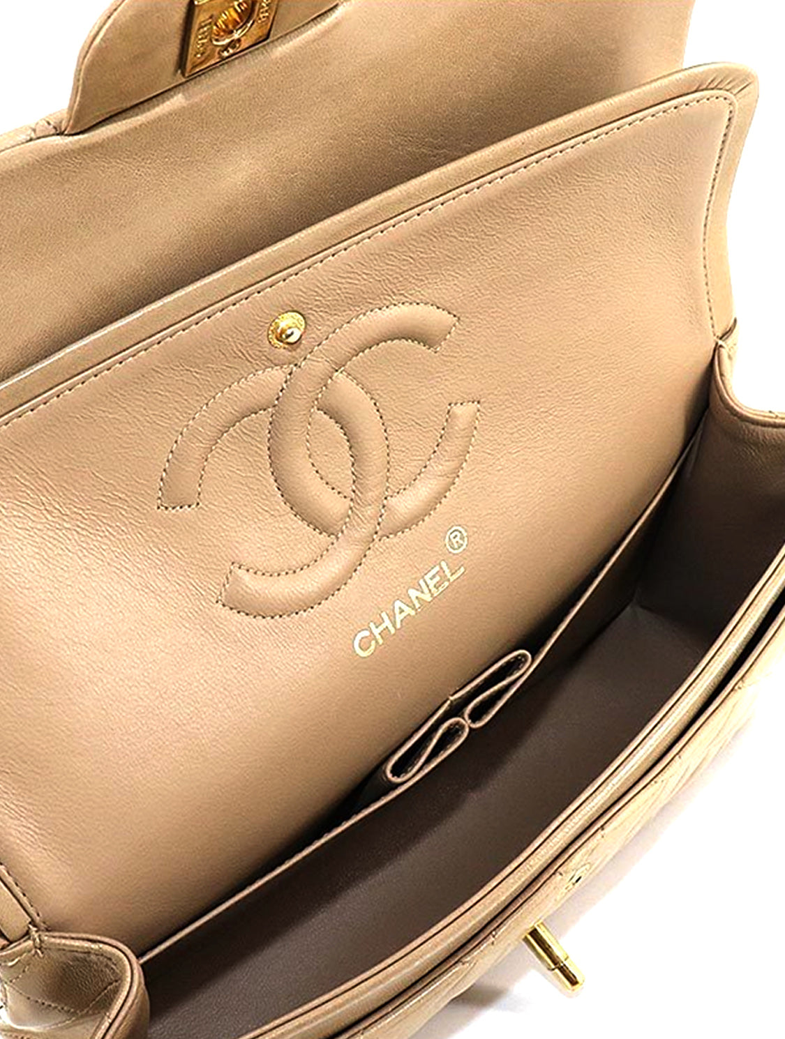 Chanel Tan Leather Chain Flap Bag