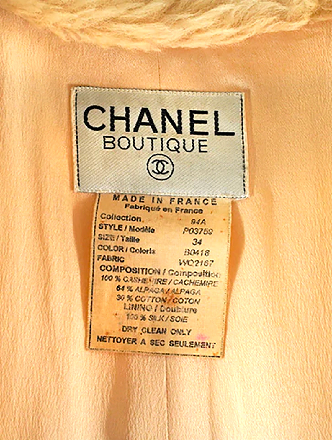 Chanel Rare Alpaca Fur 1994 Fuzzy CC Jacket