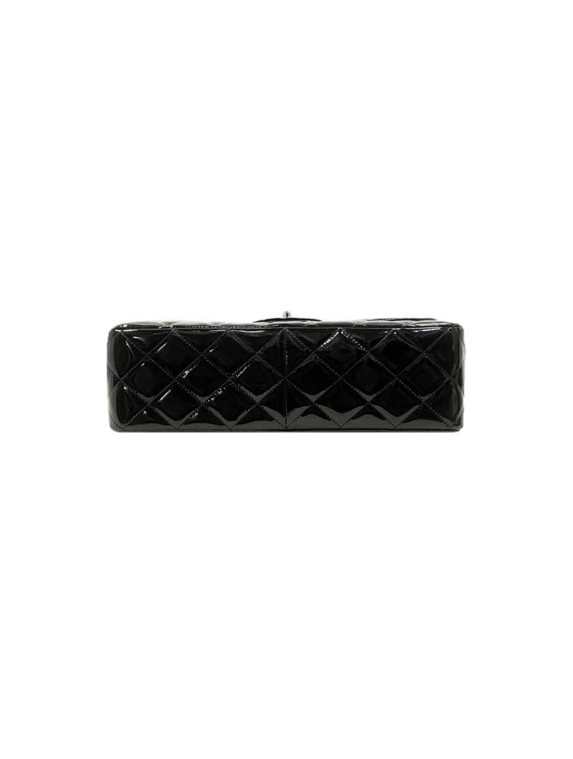 Chanel 2000s Rare Black Vinyl Patent Flap