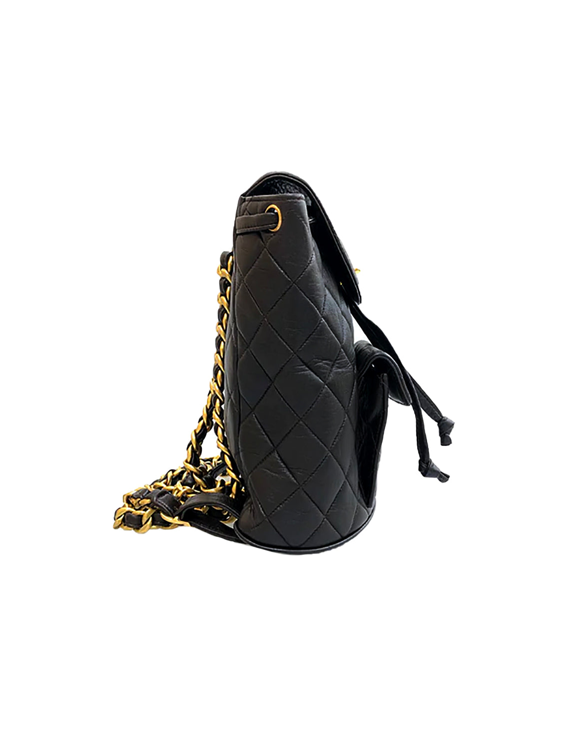 Chanel 2000s Quilted Double CC Black Chain Backpack